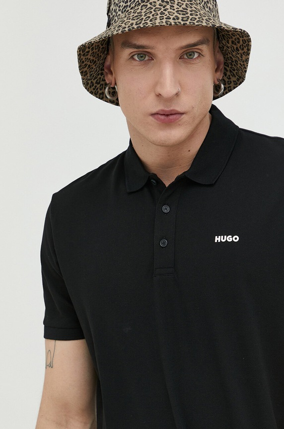 HUGO polo męskie bawełniane Donos222 czarny 50466182