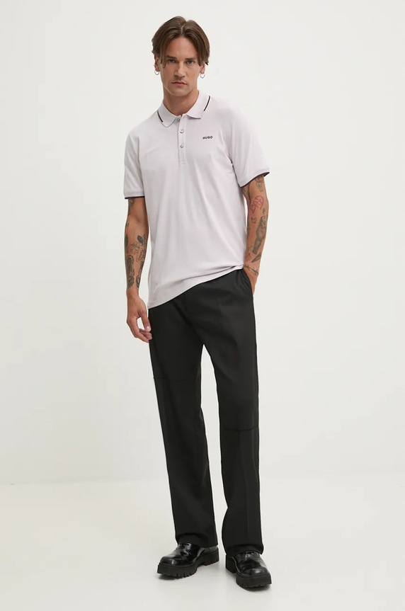 HUGO polo Dinoso222 50467344 fioletowy SS26