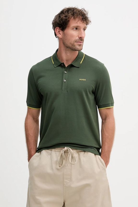 Polo tričko HUGO Dinoso222 slim zelená 50467344