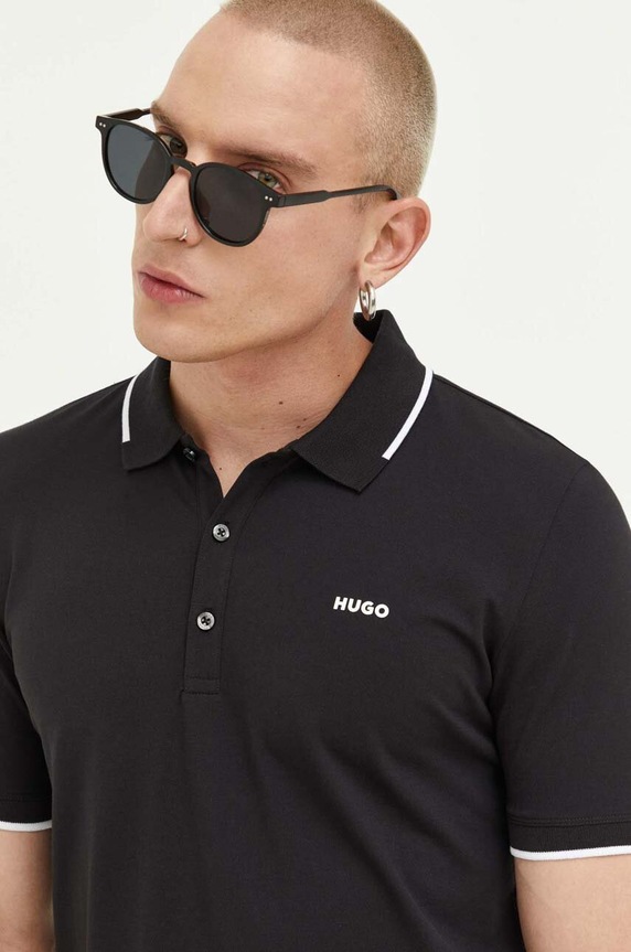 HUGO polo Dinoso222 z elastanem czarny 50467344