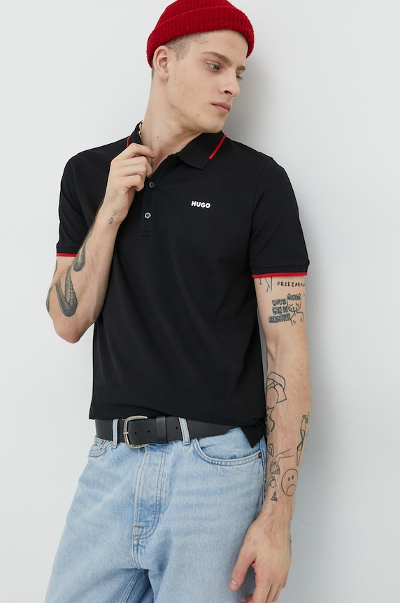 Πόλο HUGO San Jared-C slim μαύρο 50467344