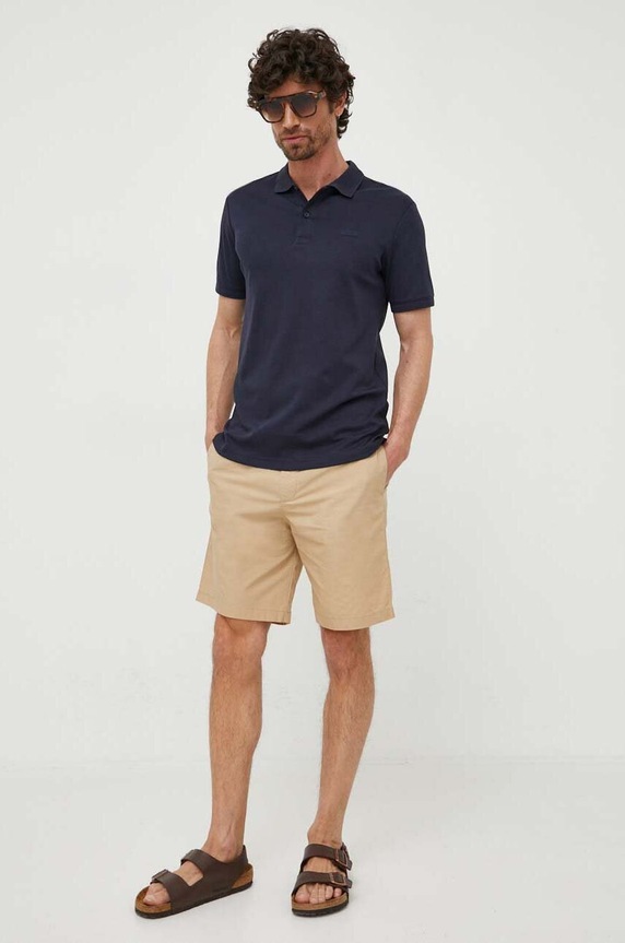 Βαμβακερό μπλουζάκι πόλο Calvin Klein K10K111657.PPYX σκούρο μπλε SS23