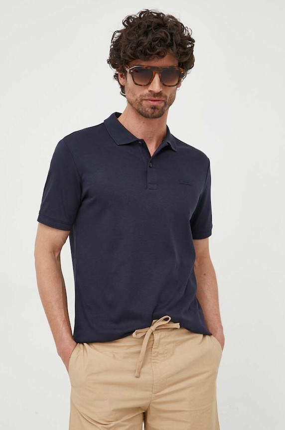 Βαμβακερό μπλουζάκι πόλο Calvin Klein σκούρο μπλε K10K111657.PPYX