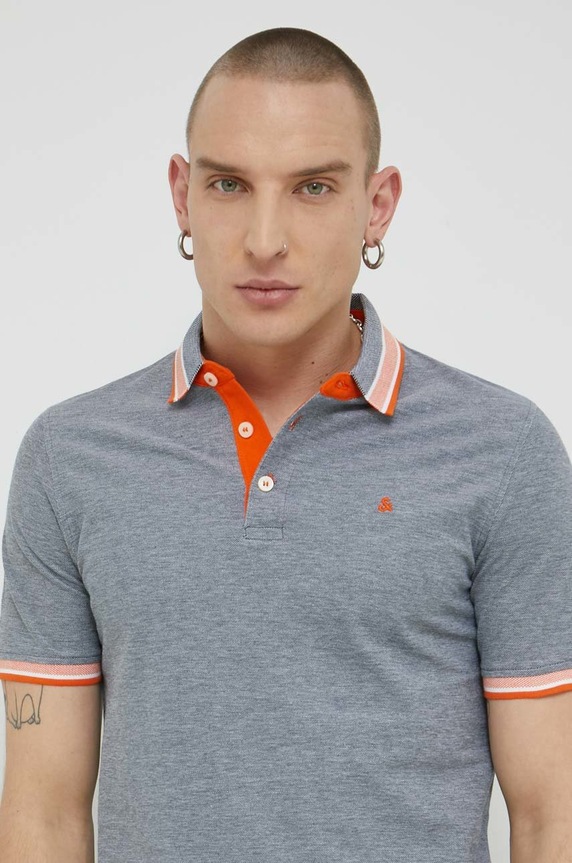 Jack & Jones polo bawełniane JJEPAULOS bawełna szary 12136668.