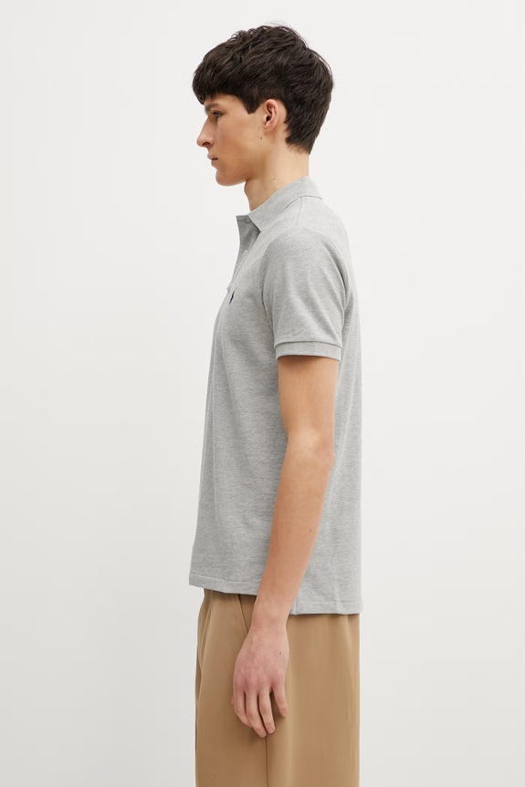 Хлопковое поло Polo Ralph Lauren 710782592 серый AA00