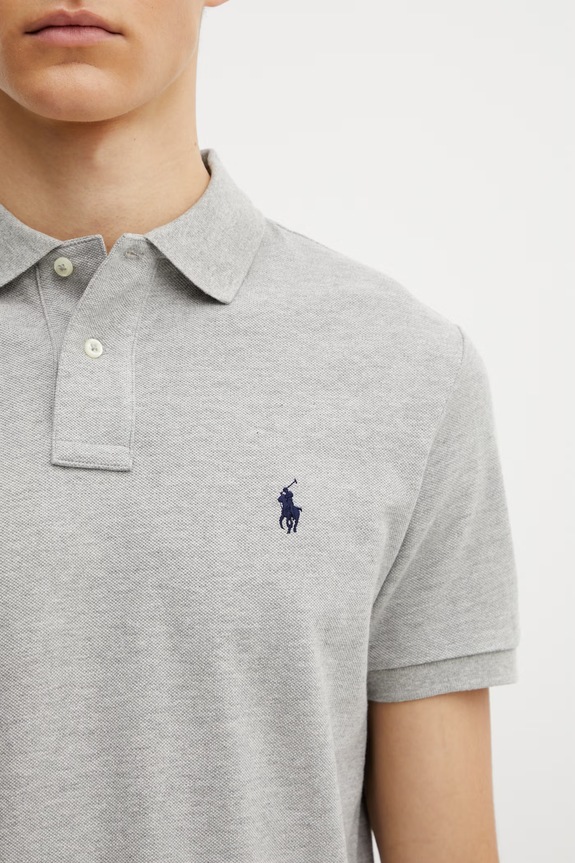 Хлопковое поло Polo Ralph Lauren серый 710782592