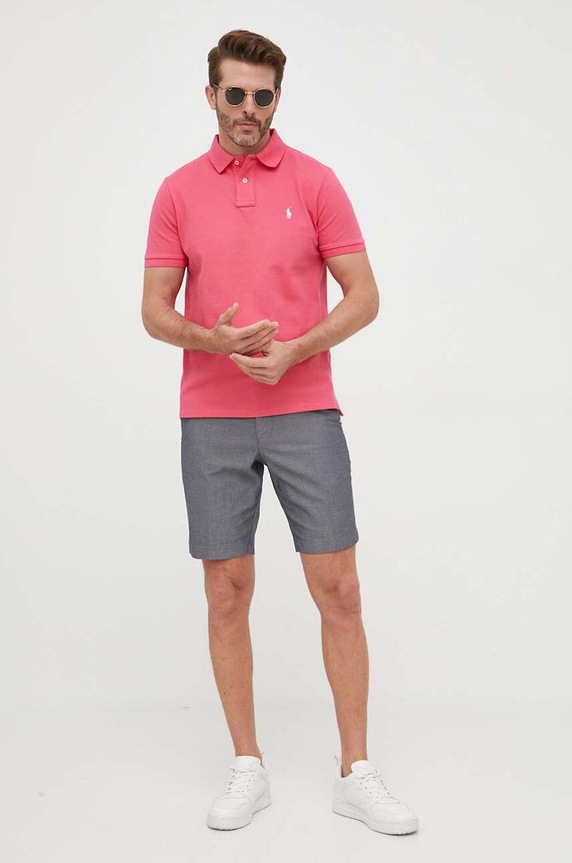 Βαμβακερό μπλουζάκι πόλο Polo Ralph Lauren 710782592 ροζ AA00