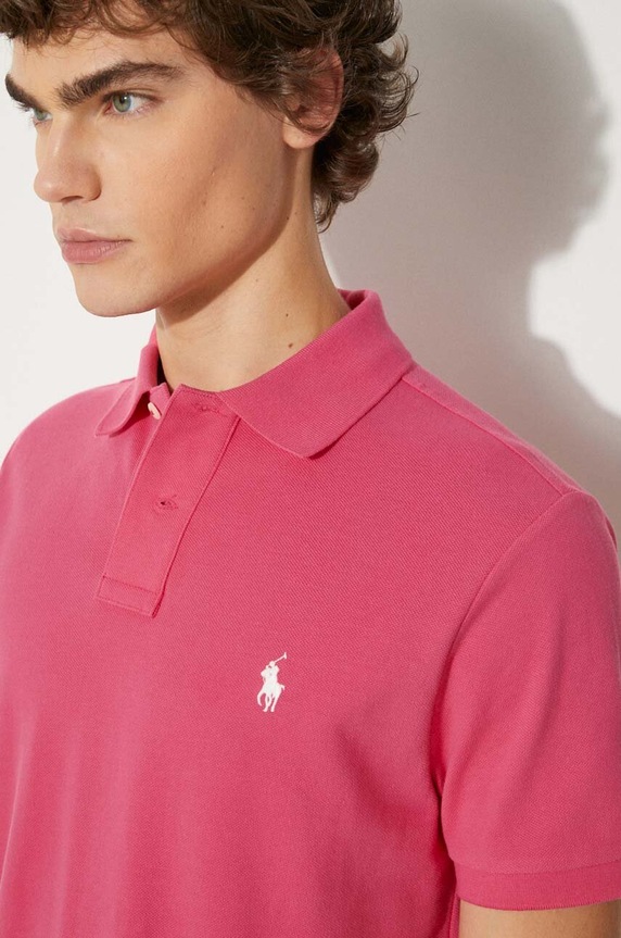 Bavlněné polo tričko Ralph Lauren růžová 710782592