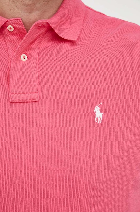 Βαμβακερό μπλουζάκι πόλο Polo Ralph Lauren 710782592 ροζ