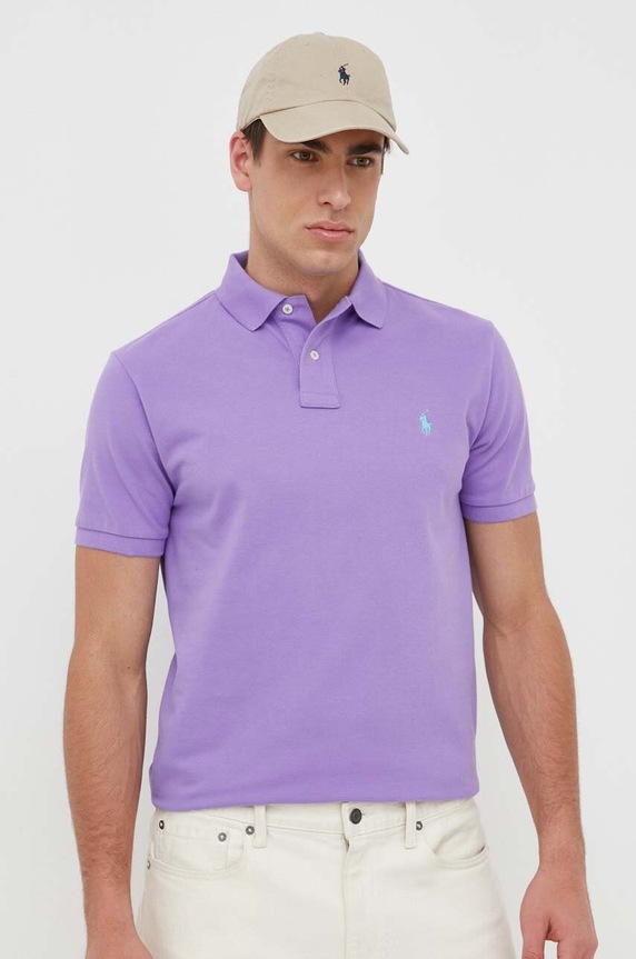 Polo Ralph Lauren polo in cotone slim violetto 710782592