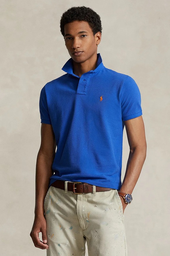 Bavlnené polo tričko Polo Ralph Lauren jednofarebný modrá 710782592
