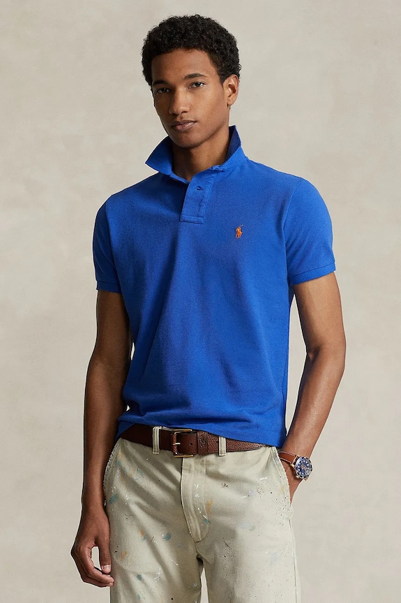 Bavlnené polo tričko Polo Ralph Lauren jednofarebný modrá 710782592
