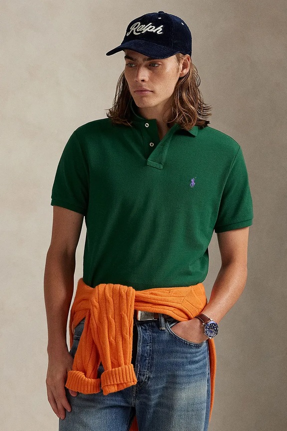 Βαμβακερό μπλουζάκι πόλο Polo Ralph Lauren κανονικό πράσινο 710782592