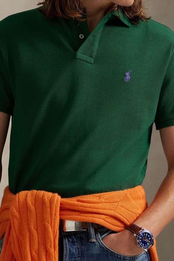 Βαμβακερό μπλουζάκι πόλο Polo Ralph Lauren πράσινο 710782592