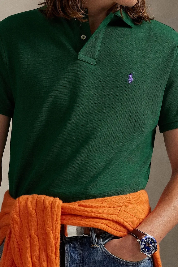 Βαμβακερό μπλουζάκι πόλο Polo Ralph Lauren πράσινο 710782592