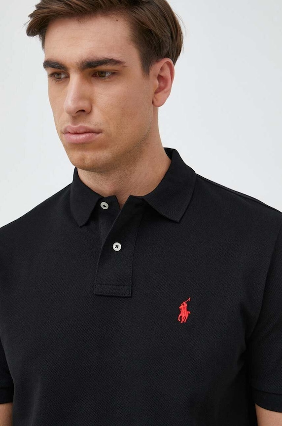 Ρούχα Βαμβακερό μπλουζάκι πόλο Polo Ralph Lauren 710782592 μαύρο