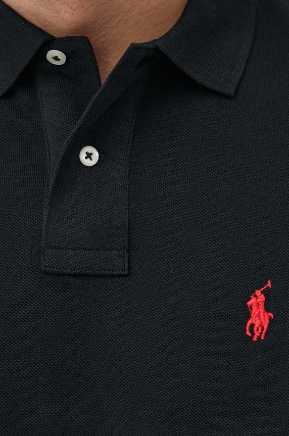 Βαμβακερό μπλουζάκι πόλο Polo Ralph Lauren μαύρο 710782592