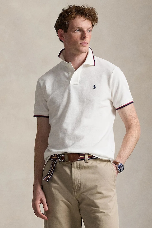 Bavlnené polo tričko Polo Ralph Lauren jednofarebný biela 710842621