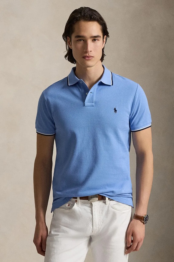 Bavlnené polo tričko Polo Ralph Lauren jednofarebný modrá 710842621