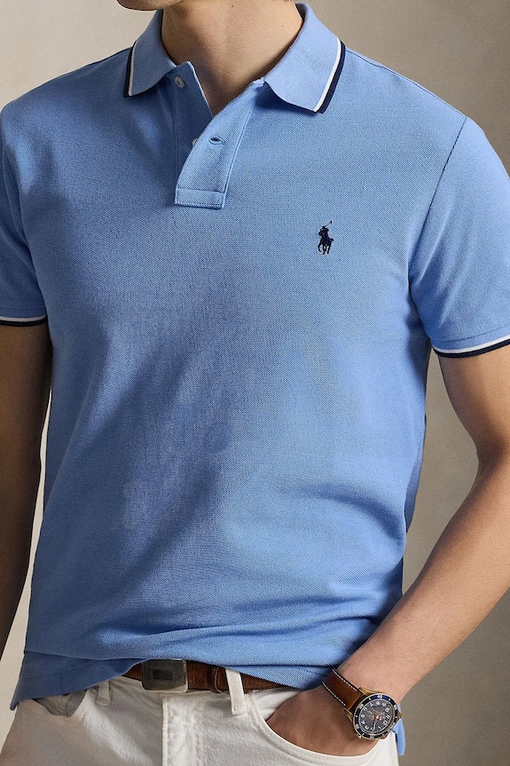 Bavlnené polo tričko Polo Ralph Lauren modrá 710842621