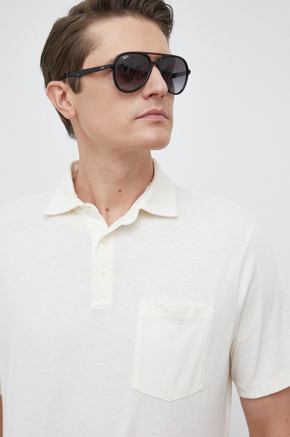 Polo tričko se lněnou směsí Polo Ralph Lauren s příměsí lnu béžová 710900790