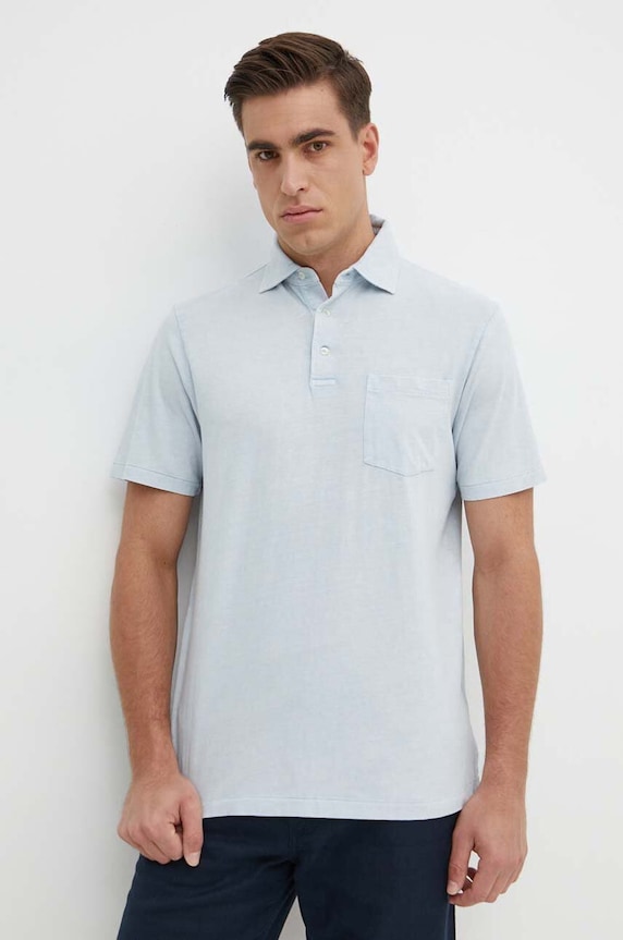 Polo tričko s prímesou ľanu Polo Ralph Lauren modrá 710900790