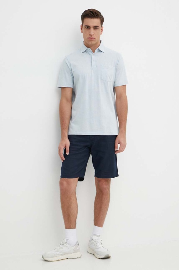 Polo tričko s prímesou ľanu Polo Ralph Lauren 710900790 modrá SS24