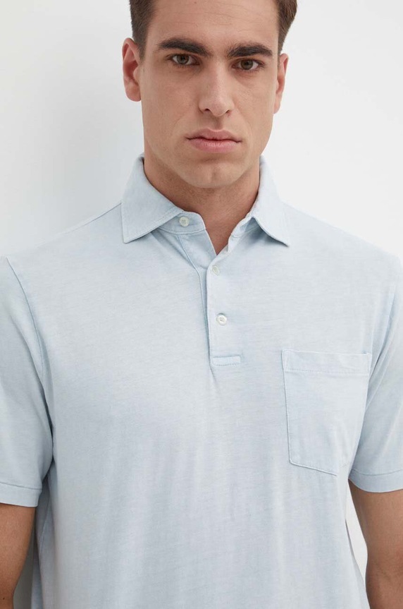 Polo tričko s prímesou ľanu Polo Ralph Lauren modrá 710900790