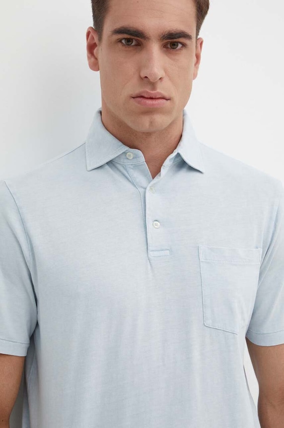 Polo tričko s prímesou ľanu Polo Ralph Lauren modrá 710900790