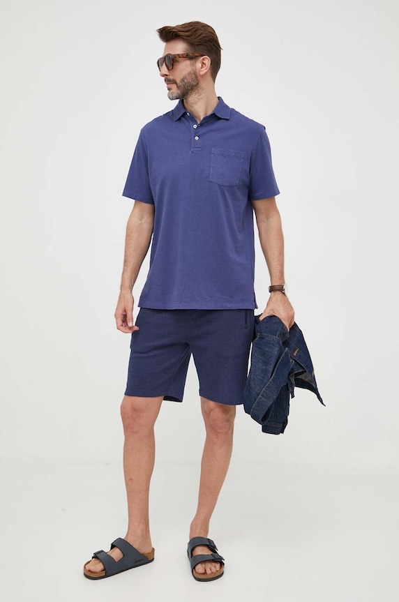 Поло с примесью льна Polo Ralph Lauren с добавлением льна тёмно-синий 710900790