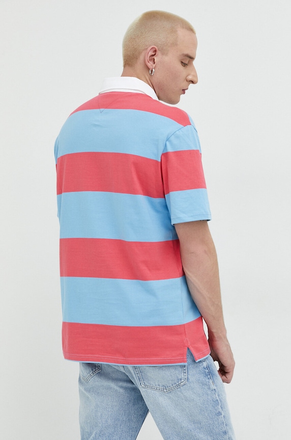 Odzież Tommy Jeans polo bawełniane DM0DM16218.PPYX różowy