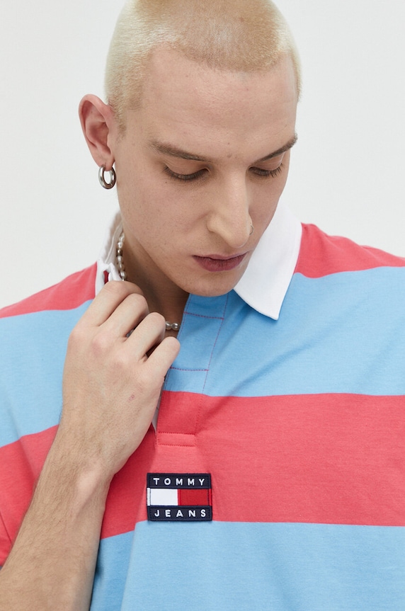 Tommy Jeans polo bawełniane różowy DM0DM16218.PPYX