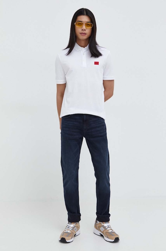 HUGO polo bawełniane 50490770 biały SS25