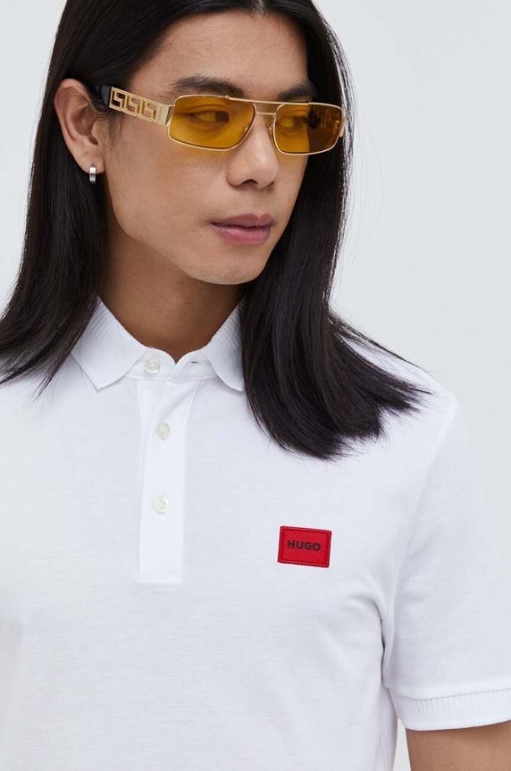 HUGO polo bawełniane biały 50490770