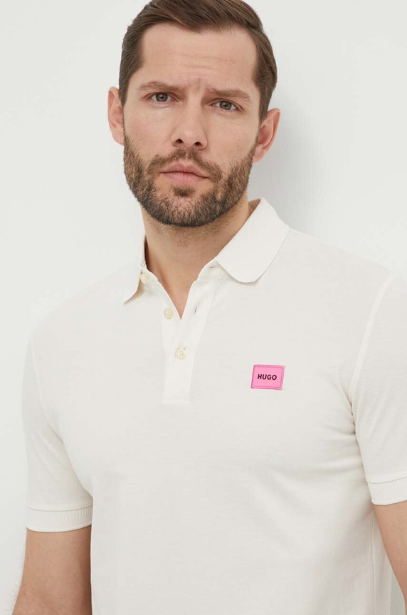 HUGO pamut póló aplikációval bézs 50490770