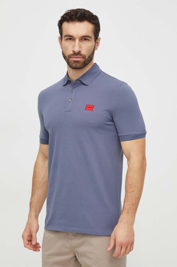 Bavlnené polo tričko HUGO 50490770 modrá SS25