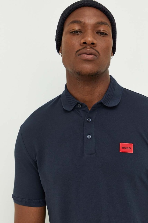 HUGO polo bawełniane regular granatowy 50490770