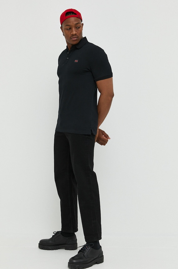 HUGO polo bawełniane 50490770 czarny SS25