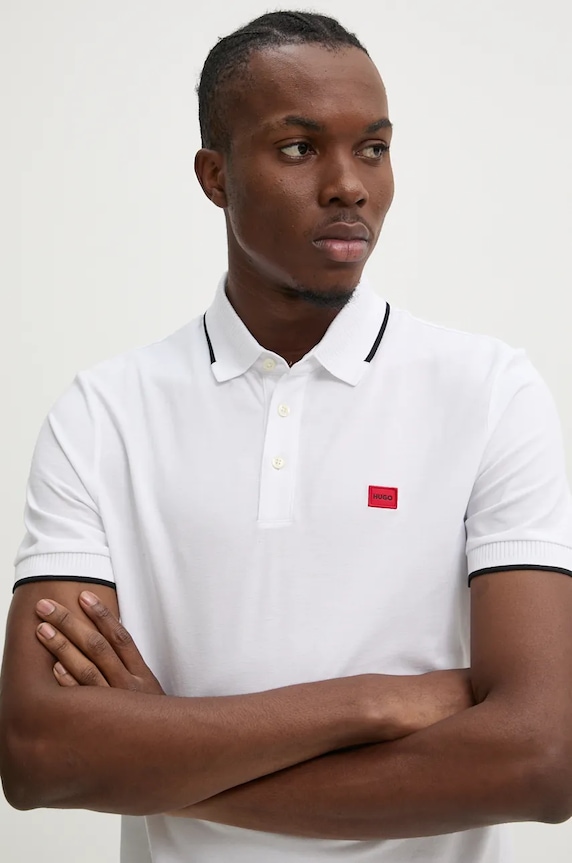 HUGO polo bawełniane Deresino232 bawełna biały 50490775