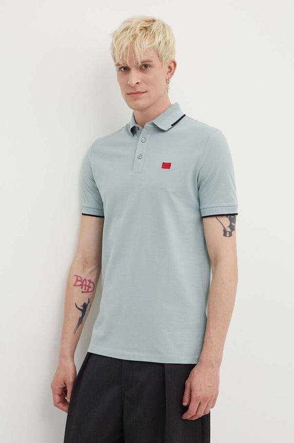 HUGO polo de bumbac Deresino232 slim albastru 50490775