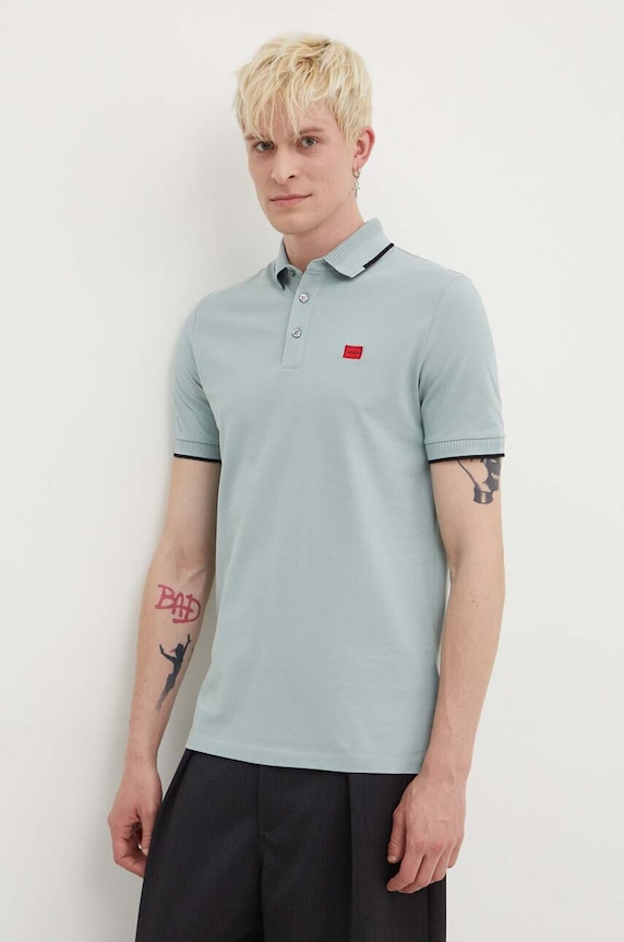 HUGO polo de bumbac Deresino232 slim albastru 50490775