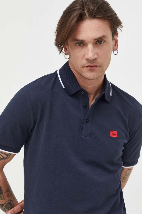Bavlnené polo tričko HUGO Deresino232 tmavomodrá 50490775