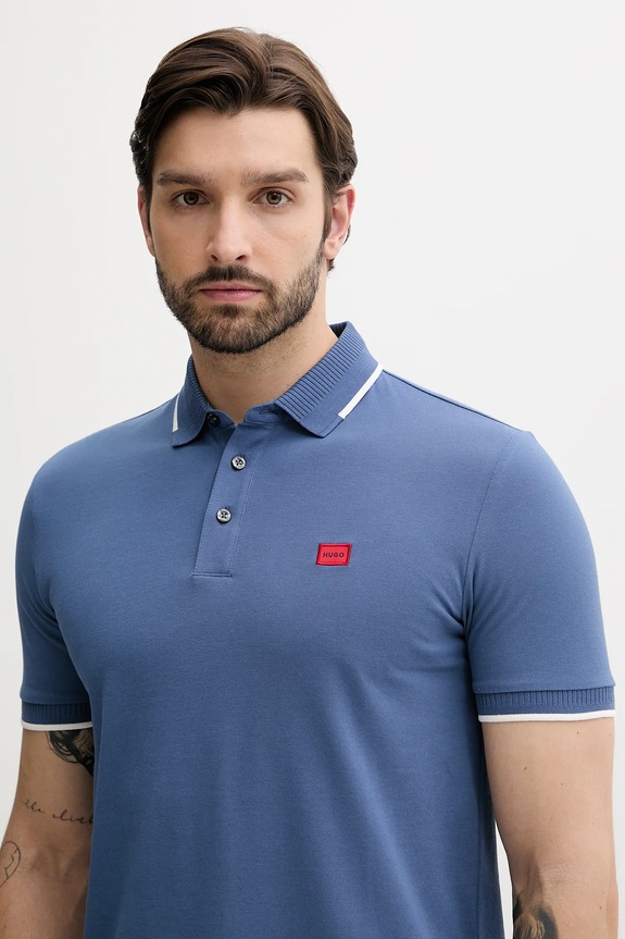 Oblečenie Bavlnené polo tričko HUGO Deresino232 50490775 modrá
