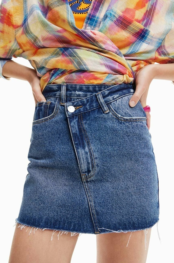 Odzież Desigual spódnica jeansowa 23SWFD16 granatowy