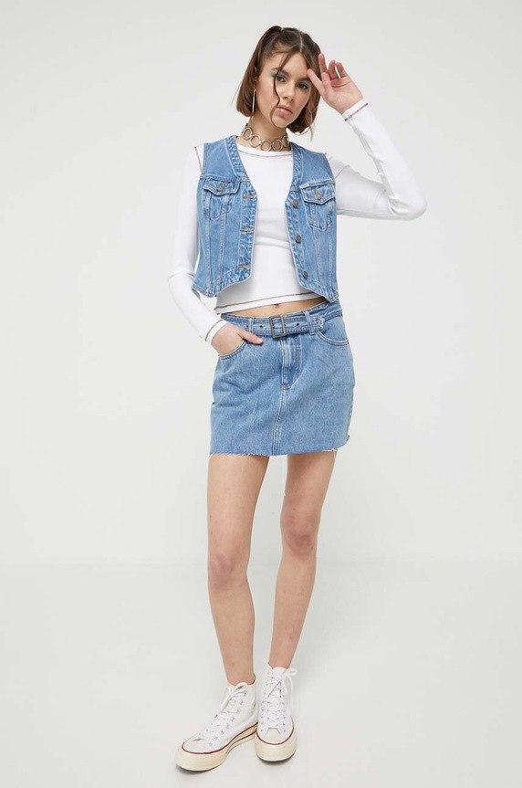 Guess Originals spódnica jeansowa W3GG14D4XY0 niebieski SS23