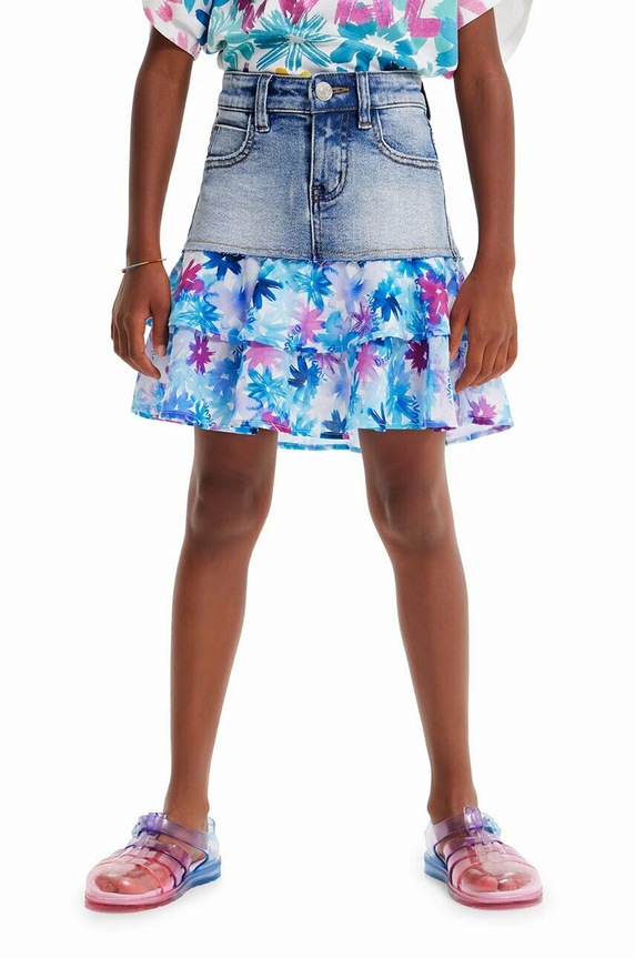 Dětská sukně Desigual mini modrá 23SGFD01