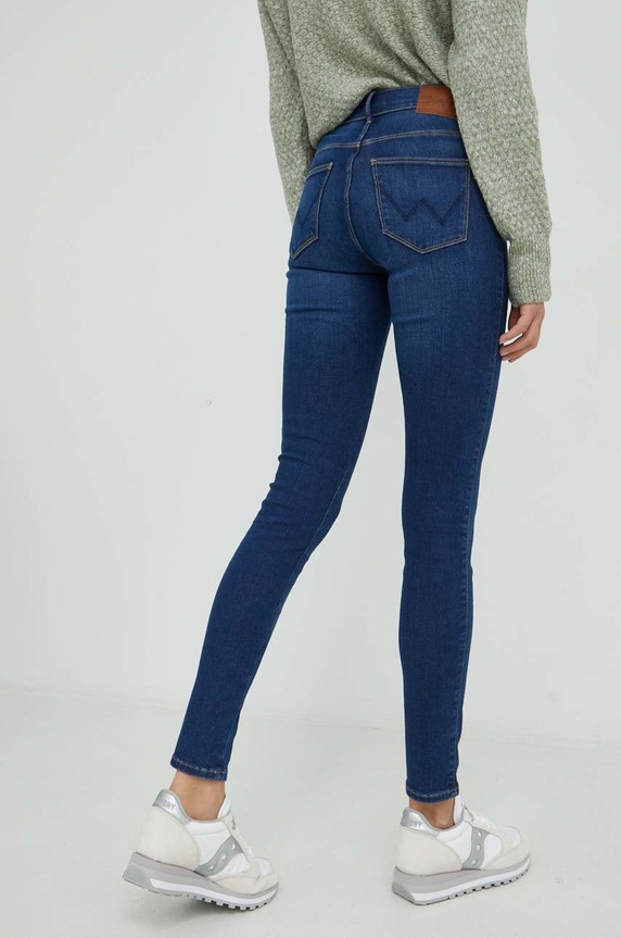 Oblačila Kavbojke Wrangler High Rise Skinny Cozy Night W27H66W14 mornarsko modra