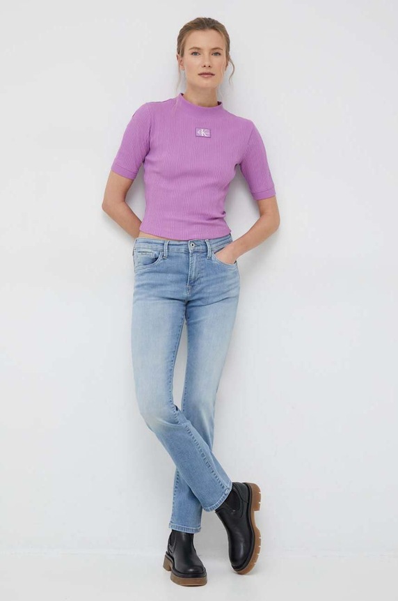 Pepe Jeans jeansy Grace Planet friendly turkusowy PL204160MI1.000