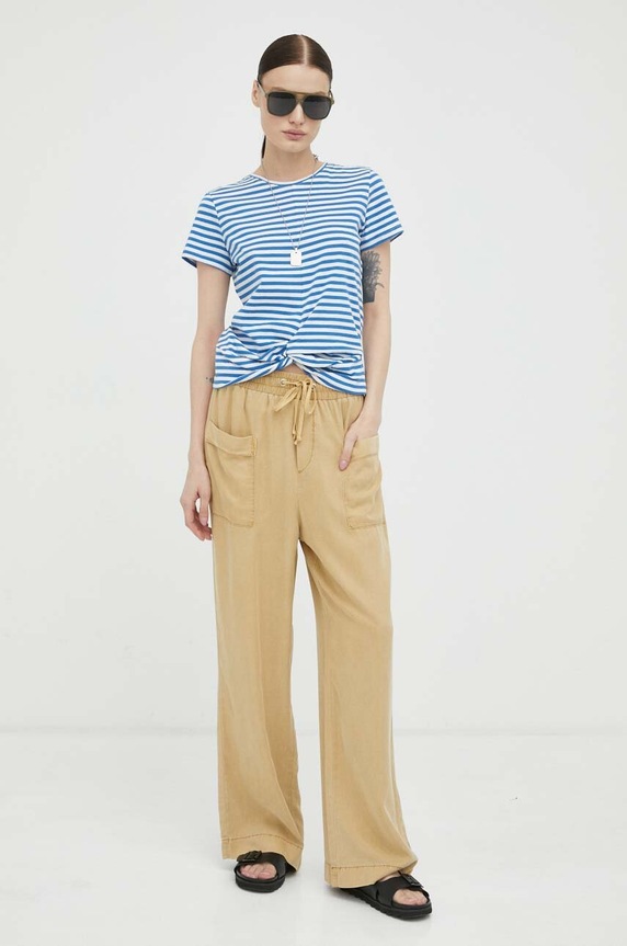 Mustang nadrág Style Drawstring Wide Leg 1013472.3100 bézs SS23