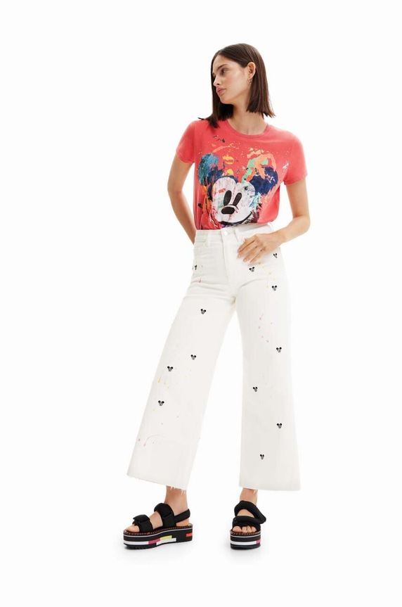 Desigual jeansy x Disney Planet friendly beżowy 23SWDD65